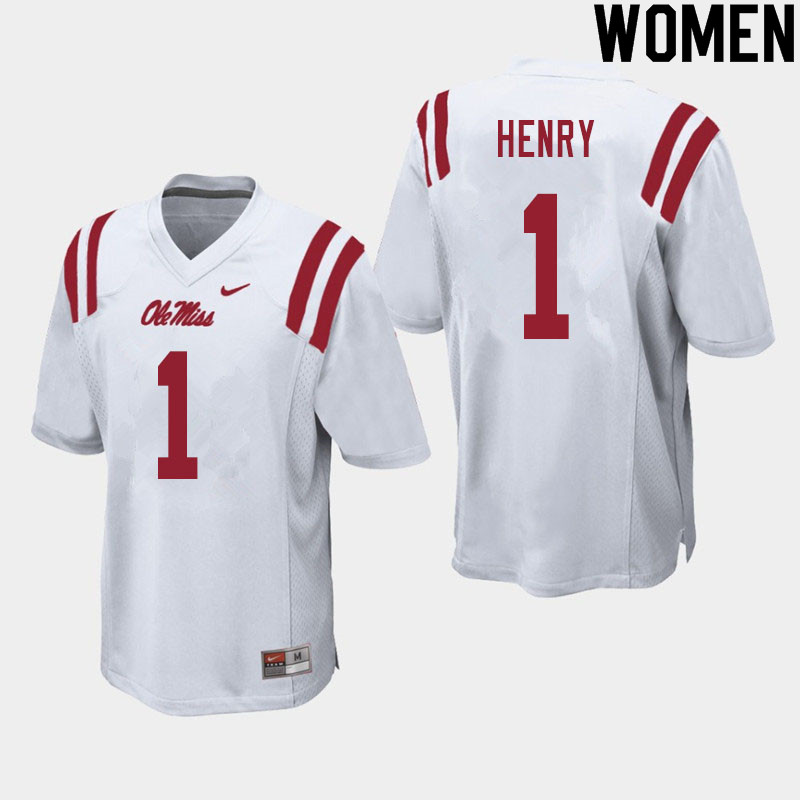 Lakia Henry Ole Miss Rebels NCAA Women's White #1 Stitched Limited College Football Jersey UAE5558DK